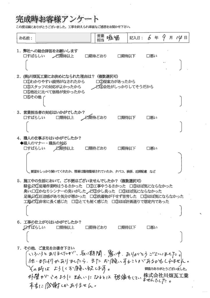 外壁がこのようにきれいになるとは想像もしていませんでした。